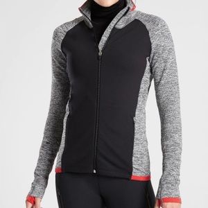 Athleta Andes Hybrid Jacket in Heathered Gray & Navy